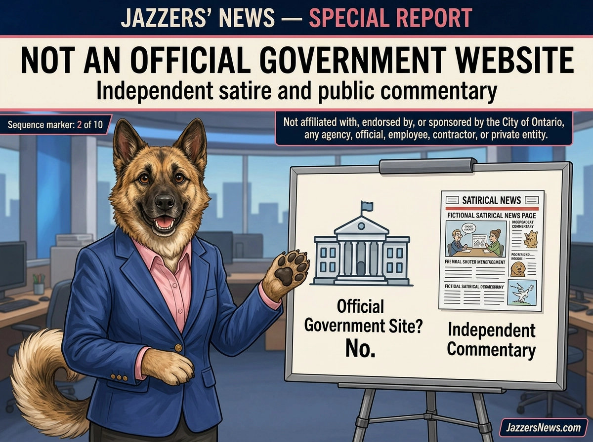 Jazzers gestures to a sign explaining that the site is not an official government website and is not affiliated with public agencies or officials.