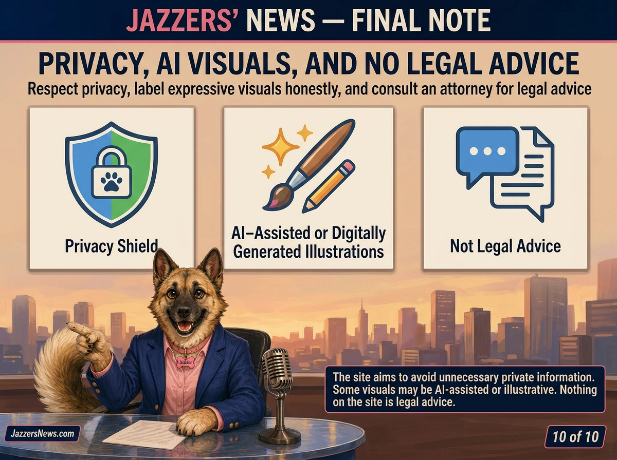 Jazzers closes the guide by explaining privacy, AI-assisted illustrations, and that the site does not provide legal advice.